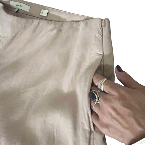 Vince Cropped Wide Leg Linen Blend Pant — Rose Pearl Size 6 - Picture 7 of 15